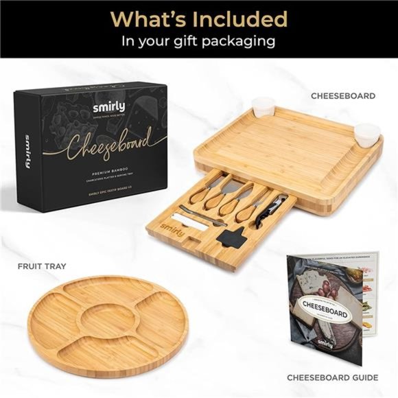 Charcuterie Boards Gift Set:Large Charcuterie Board Set, Bamboo Cheese Board Set - Picture 3 of 6
